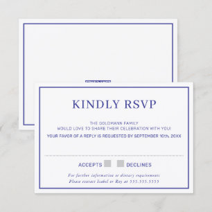 RSVP-ANTWOORD eenvoudig minimale rand koningsblauw Kaart