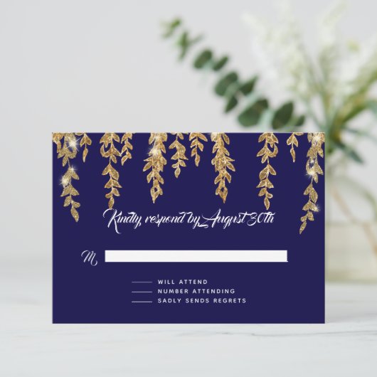 RSVP-antwoord Eenvoudige wilgenblad twinkle lichte RSVP Kaartje (Staand voorkant)