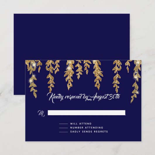 RSVP-antwoord Eenvoudige wilgenblad twinkle lichte RSVP Kaartje (Voorkant / Achterkant)