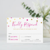 RSVP ANTWOORD GLAM confetti spot goud roze (Staand voorkant)