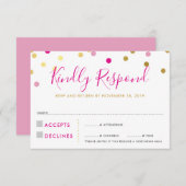 RSVP ANTWOORD GLAM confetti spot goud roze (Voorkant / Achterkant)