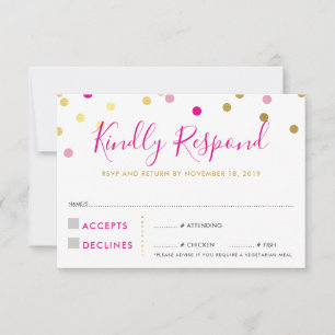 RSVP ANTWOORD GLAM confetti spot goud roze