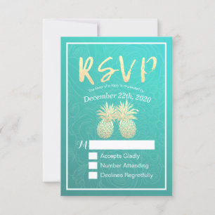 RSVP-antwoord Goud ananas Paars Blauwgroen Roos RSVP Kaartje