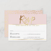 RSVP ANTWOORD KAART bord blush roze gouden script (Voorkant / Achterkant)
