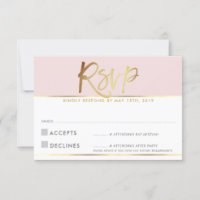 RSVP ANTWOORD KAART bord blush roze gouden script