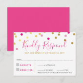 RSVP ANTWOORD KAART confetti spot goud roze (Voorkant / Achterkant)