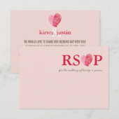 RSVP ANTWOORD KAART leuke vingerafdruk hart paar r (Voorkant / Achterkant)