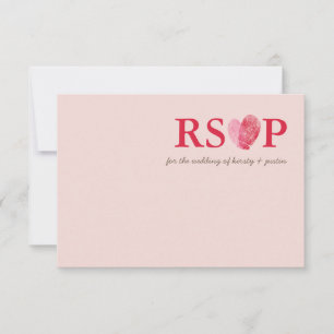 RSVP ANTWOORD KAART leuke vingerafdruk hart paar r