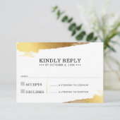 RSVP ANTWOORD KAART moderne luxe gouden vergulde r (Staand voorkant)