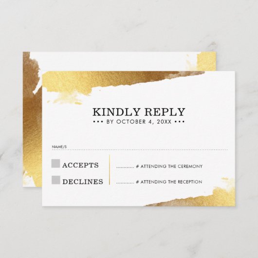 RSVP ANTWOORD KAART moderne luxe gouden vergulde r (Voorkant / Achterkant)