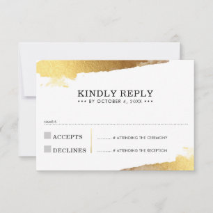 RSVP ANTWOORD KAART moderne luxe gouden vergulde r