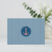 RSVP ANTWOORD KAART monogram modern nautisch anker (Staand voorkant)