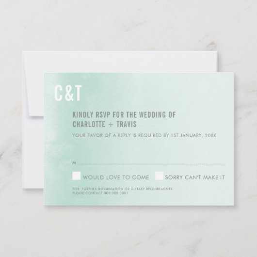 RSVP ANTWOORD KAART:: ombre waterverf pastel mint (Voorkant)