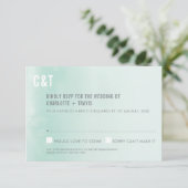 RSVP ANTWOORD KAART:: ombre waterverf pastel mint (Staand voorkant)