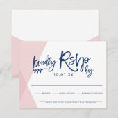 RSVP ANTWOORD KAART stijlvolle bleke roze overlap (Voorkant / Achterkant)