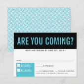 RSVP-ANTWOORD leuk vet blok zwart turquoise blauw RSVP Kaartje (Voorkant / Achterkant)