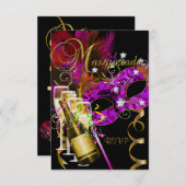 RSVP antwoord maskers zwart goud roze (Voorkant / Achterkant)