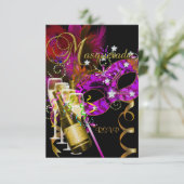 RSVP antwoord maskers zwart goud roze (Staand voorkant)