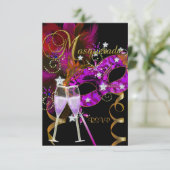 RSVP antwoord Maskers zwart goud roze 2 (Staand voorkant)