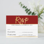 RSVP ANTWOORD modern donkerrood bordeauxrood goud  (Staand voorkant)