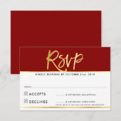RSVP ANTWOORD modern donkerrood bordeauxrood goud  (Voorkant / Achterkant)