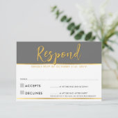 RSVP ANTWOORD modern eenvoudig grijs goud (Staand voorkant)