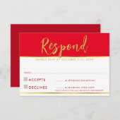 RSVP ANTWOORD modern eenvoudig rood goud (Voorkant / Achterkant)