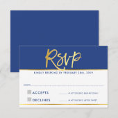 RSVP ANTWOORD modern glam koningsblauw namaak goud (Voorkant / Achterkant)
