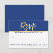 RSVP ANTWOORD modern glam koningsblauw namaak goud (Voorkant / Achterkant)