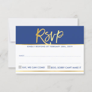 RSVP ANTWOORD modern glam koningsblauw namaak goud