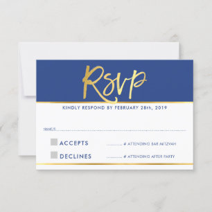 RSVP ANTWOORD modern glans koningsblauw namaak gou