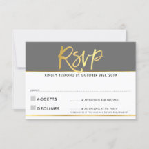 RSVP ANTWOORD modern grijs marmer goud schrift