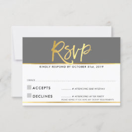 RSVP ANTWOORD modern grijs marmer goud schrift
