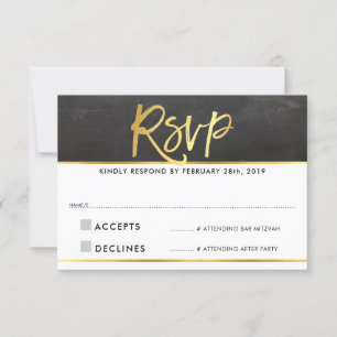 RSVP ANTWOORD modern grijs schoolbord gouden schri