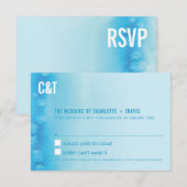 RSVP ANTWOORD MODERN OMBRE waterverf blauw (Voorkant / Achterkant)