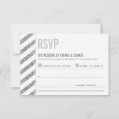 RSVP ANTWOORD modern zilver glitter eenvoudige str (Achterkant)