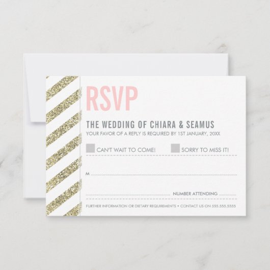 RSVP ANTWOORD moderne oude gouden glitter eenvoudi (Voorkant)
