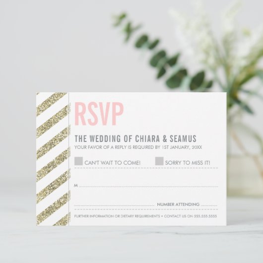 RSVP ANTWOORD moderne oude gouden glitter eenvoudi (Staand voorkant)