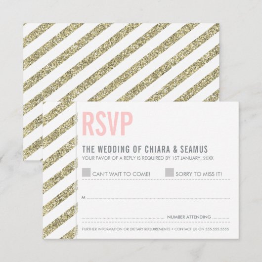 RSVP ANTWOORD moderne oude gouden glitter eenvoudi (Voorkant / Achterkant)