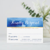 RSVP ANTWOORD OP stijlvolle blauwe waterverf (Staand voorkant)