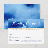 RSVP ANTWOORD OP stijlvolle blauwe waterverf (Voorkant / Achterkant)
