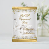 RSVP ANTWOORD OP Verloving Goud Wit Kaart (Staand voorkant)