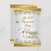 RSVP ANTWOORD OP Verloving Goud Wit Kaart (Voorkant / Achterkant)