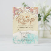 RSVP-antwoord op zomervakantiestrand RSVP Kaartje (Staand voorkant)