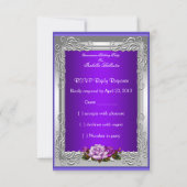 RSVP Antwoord Paarse Silver Roos Quinceanera Kaart (Achterkant)