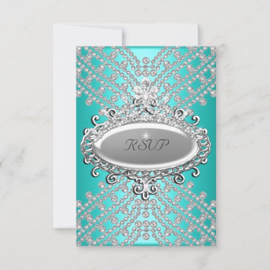 RSVP antwoord Partij Blauwgroen Blauw Wit Diamant (Voorkant)