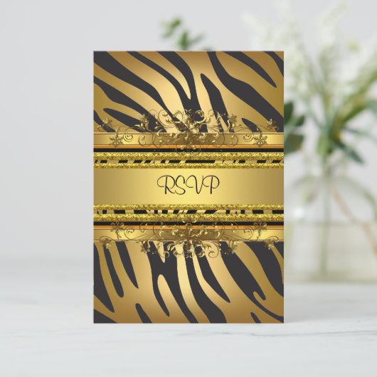 RSVP antwoord Partij Zebra Gold Black (Staand voorkant)
