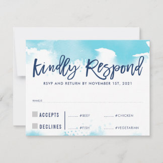 RSVP ANTWOORD REACTIE aqua blauw aquarel maaltijde
