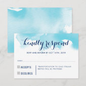 RSVP ANTWOORD REACTIE blauw waterverf kinder info (Voorkant / Achterkant)