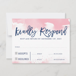 RSVP ANTWOORD REACTIE bleke roze waterverf maaltij